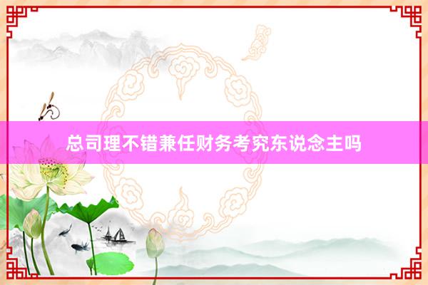 总司理不错兼任财务考究东说念主吗